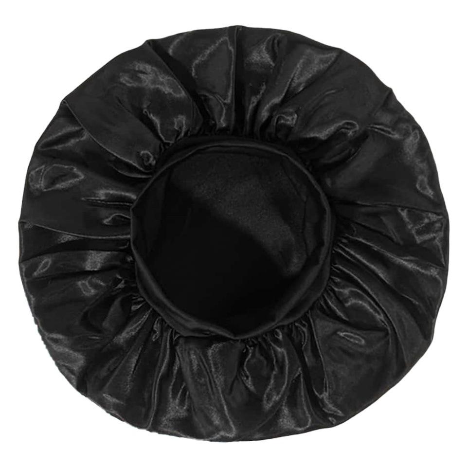 European and American Classic Solid Color Shower Cap for Adults Cross-Border Hot Selling Fashion Satin Wide-Brimmed Nightcap Ladies Chemotherapy Hair Care