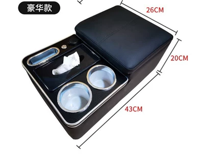 Box, Car Rear Seat | Armrest box - universal-type-luxury-version-black-tissue-box-with-usb-charging-atmosphere-light
