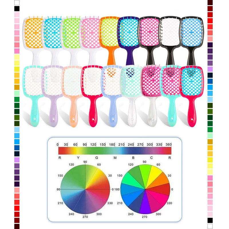 Paddle Massage Hair Brush, Grid Vent Detangler for Women, Colorful OPP/PVC Packed 8.7×5.7 cm
