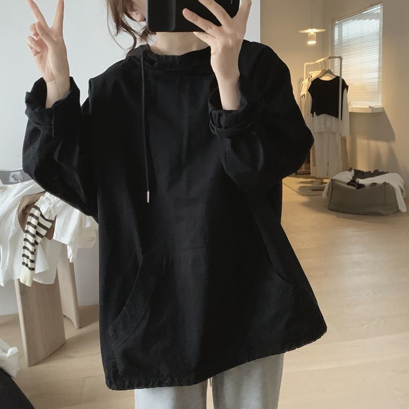 (2개) 통통녀 초대형 300KG 얇은 캐주얼 긴소매 스웨터 여성의 가을 느슨한 프랑스 후드 재킷 조수 2
