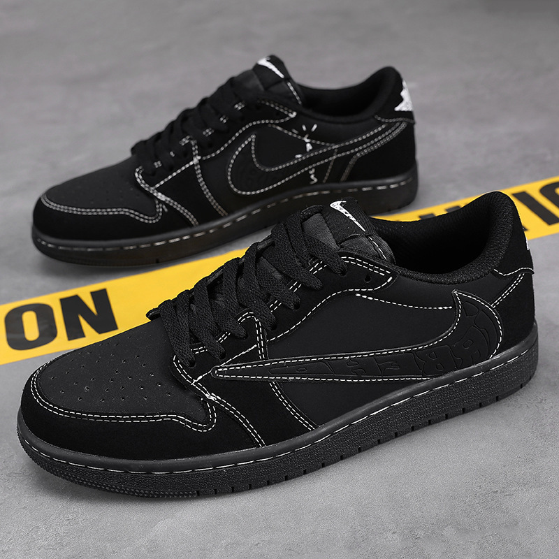 Aj Men's Shoes Air Force One Low-Top Reverse Hook Black Warrior Dunk Sneakers Sports Black Aj1 Shoes for Male Students Aj Men's Shoes Air Force One Low-Top Reverse Hook Black Warrior Dunk Sneakers Sports Black Aj1 Shoes for Male Students