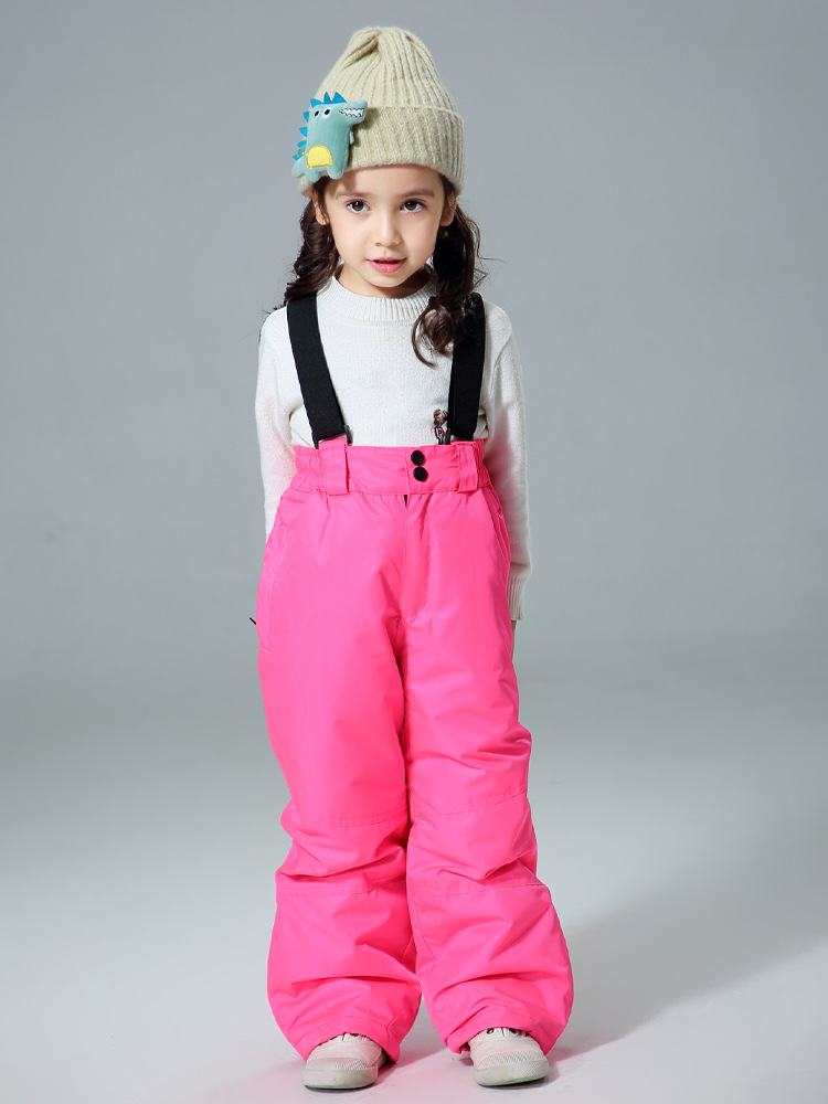 Pantalones de esquí para niños, niñas y niños impermeables, calientes y gruesos, cinturones al aire libre, pantalones de algodón para niños pequeños, medianos y grandes