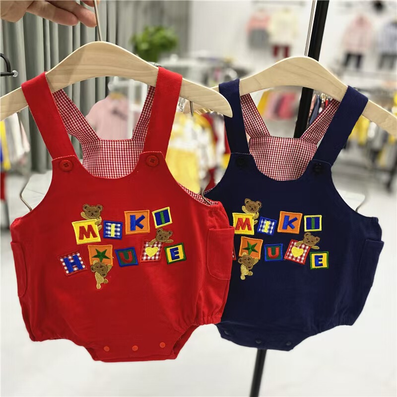 Cartoon Bear Letter Print Frog Pants A-Class Summer Japanese Style Children's Overalls Shorts 2532