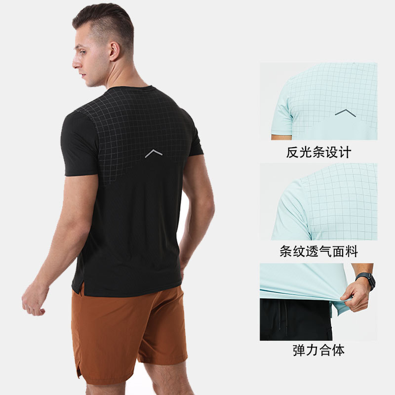 Deportes casuales camiseta de manga corta de los hombres de verano delgada ropa de secado rápido correr al aire libre entrenamiento de baloncesto ropa de entrenamiento top