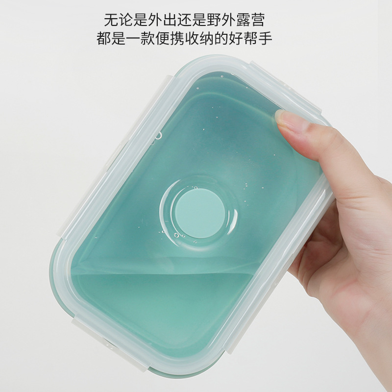 Nueva caja de almuerzo de silicona portátil plegable caja de almacenamiento refrigerador al por mayor calentamiento de microondas