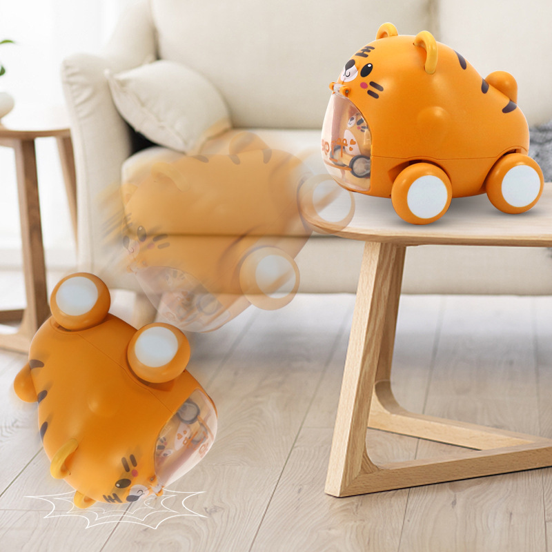 Ejection car cute pet car press inertia puzzle baby children's toy car boy girl tiger 1-3 years old