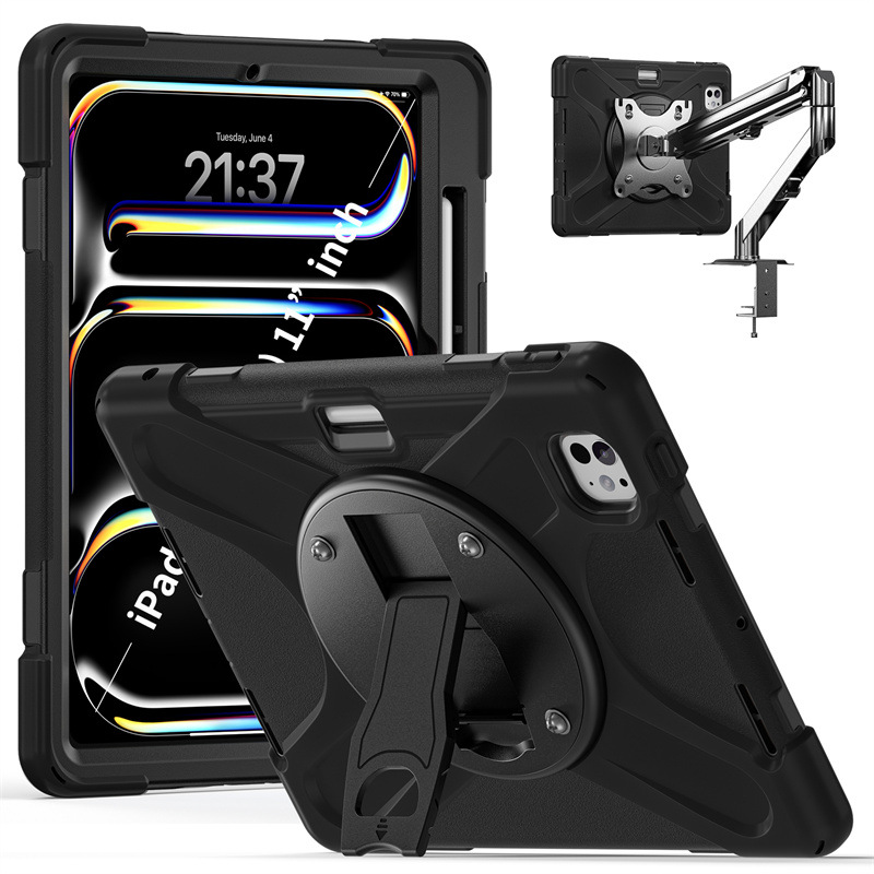 iPad Pro 11 24硅胶螺丝旋转支架平板套iPad Air6 13寸肩带保护壳