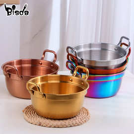 韩式泡面锅304不锈钢家用小煮锅煮面锅双耳拉面锅单人小火锅汤锅