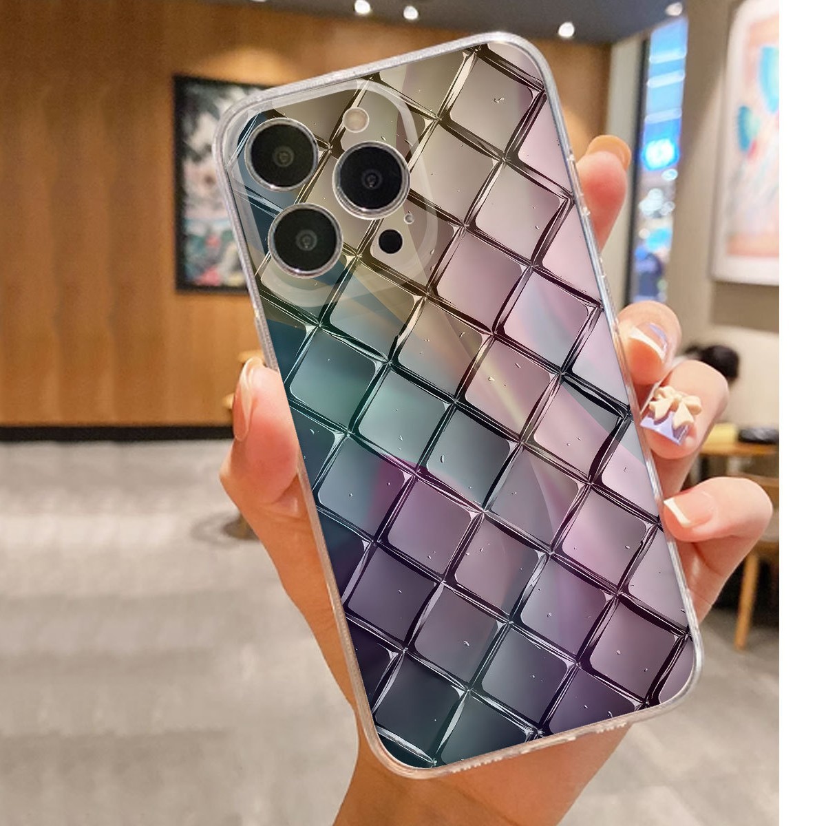 Casas transparentes a prueba de caídas cuadradas de color para iPhone15 / 16 / 17 serie de protección de casas de teléfonos promamax / 14