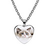 Cartoon glossy necklace heart-shaped, pendant heart shaped, European style, with gem, wholesale
