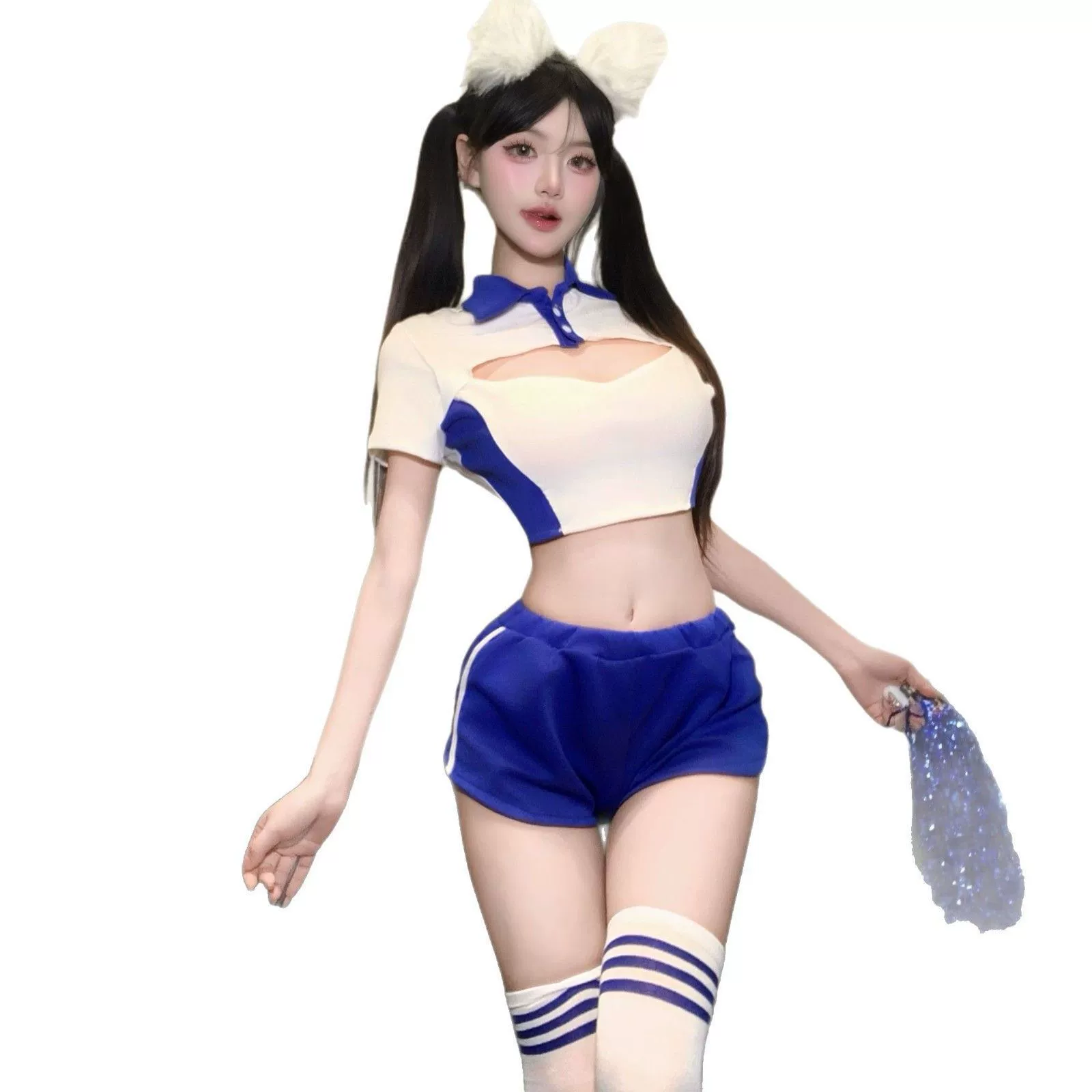 Sexy lingerie, pure lust, sexy personal trainer, exposed breasts, new cheerleader uniform, tempting college style, no-take-off sports suit