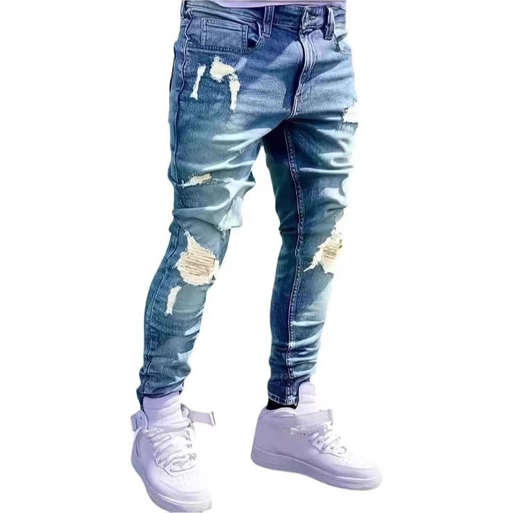 Spring/Summer 2026 Men's Distressed Vintage Straight Slim Fit Casual Jeans Spring/Summer 2026 Men's Distressed Vintage Straight Slim Fit Casual Jeans