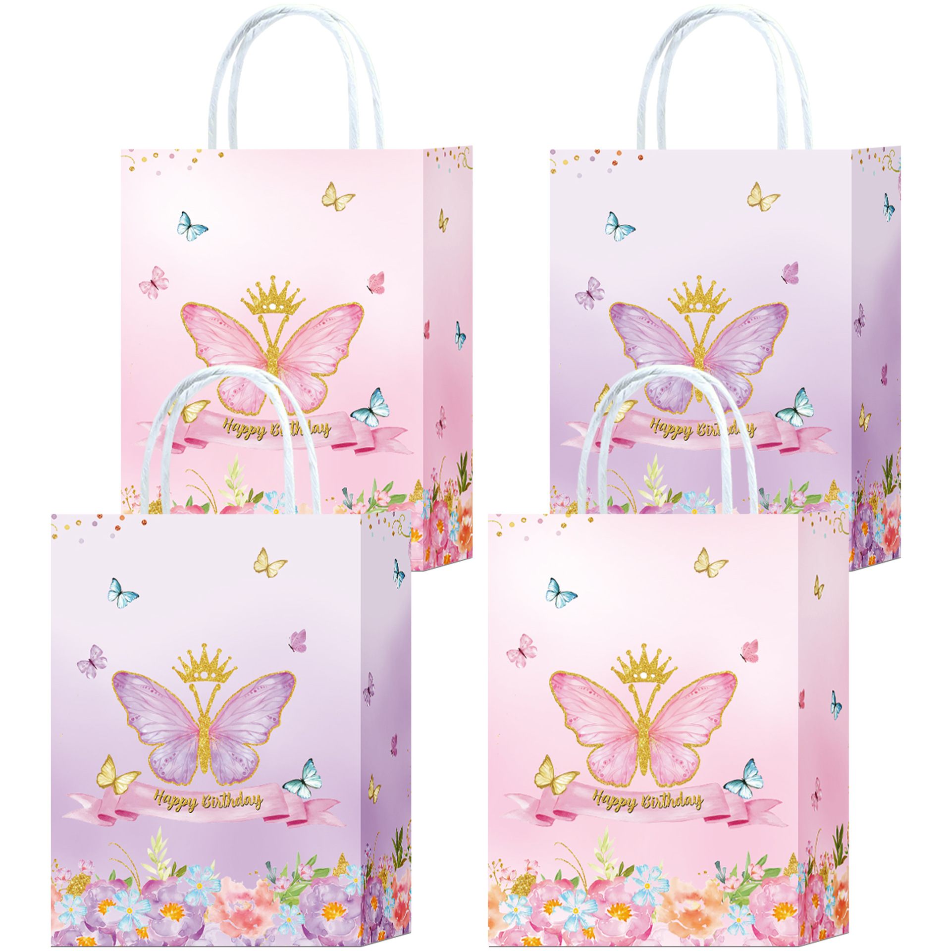 亚马逊新款可爱风皇冠蝴蝶加厚服装手提礼物包装服装礼物礼品包装