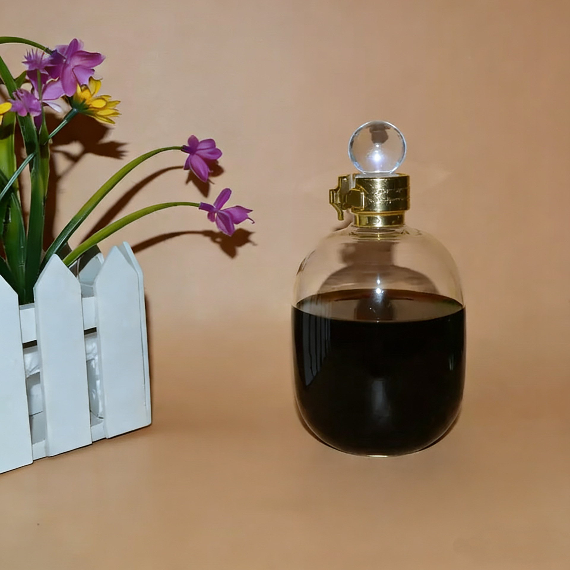 高硼硅玻璃将军肚工艺瓶子 两种容量装食品级储存软木盖密封