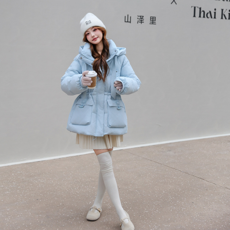 90 Duck down Plus Size Short down Jacket for Women 2025 Winter Petite Plus Size 100kg Korean Style Waist-Cinching Coat