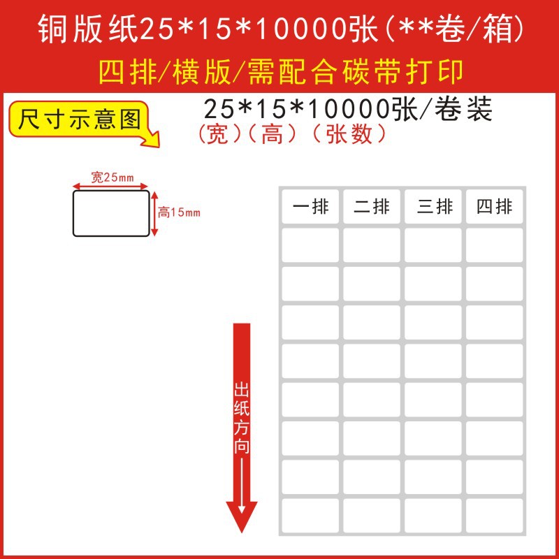 고품질 동판 25*15*10000매 4열 가로 버전