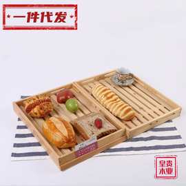 木质家用托盘烘焙放置展示盘实木面包烧烤盘长方形快餐餐具托盘