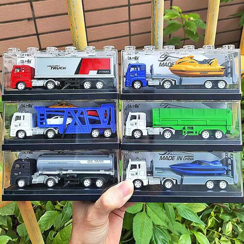 Jiang Xiaoxi alloy big truck children's toy semi-trailer transport truck boy simulation container model train batch