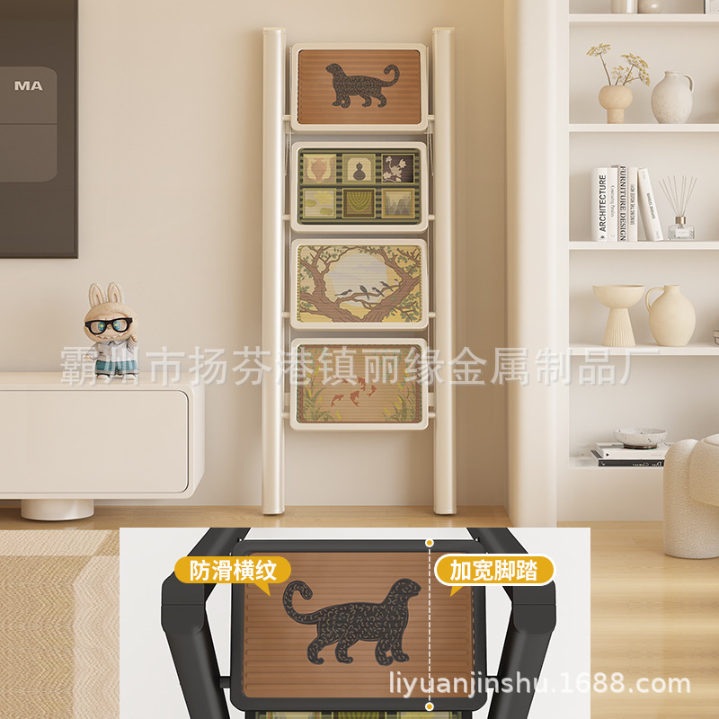 中古风家用梯子可折叠加厚人字梯批发多种功能复古室内登高家用梯|undefined
