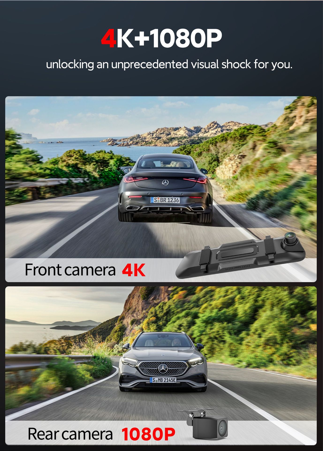 2025 New Driving Recorder 4K High-Definition Adas+Bsd Early Warning Wifi Interconnect Driving Recorder in Stock