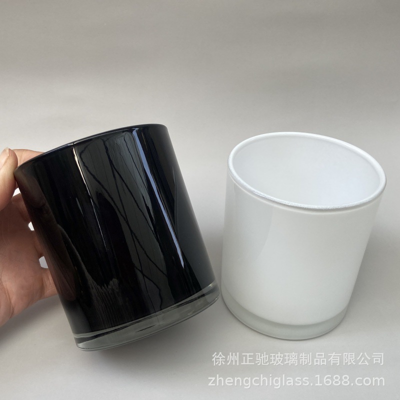 Velas de vidrio de vela esmerizada, candelabro de incienso, decoración del hogar DIY, tazas de vela de fragancia, candelabro de vidrio blanco y negro, tazas vacías