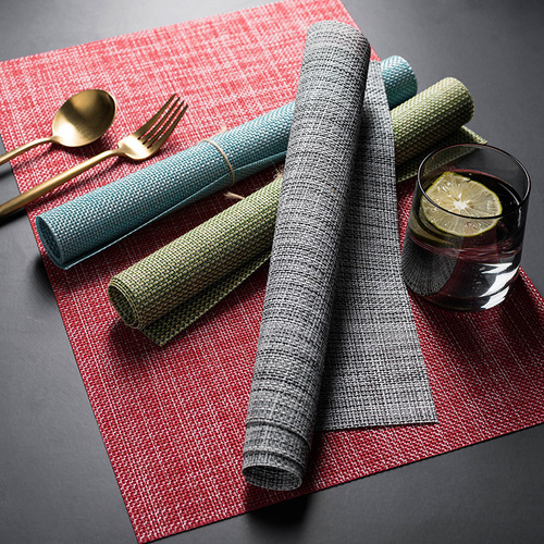 A unisex solid-colored Japanese-style thickened PVC anti-slip and heat-insulating dinner mat, modern minimalist rectangular cross-border mat