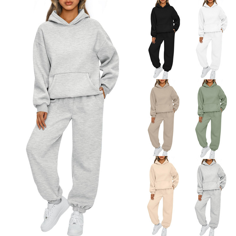 2023 European and American Export Autumn and Winter New Amazon Women's 2-piece Casual Hoodie Sportswear Pants Suit 2023 European and American Export Autumn and Winter New Amazon Women's 2-piece Casual Hoodie Sportswear Pants Suit