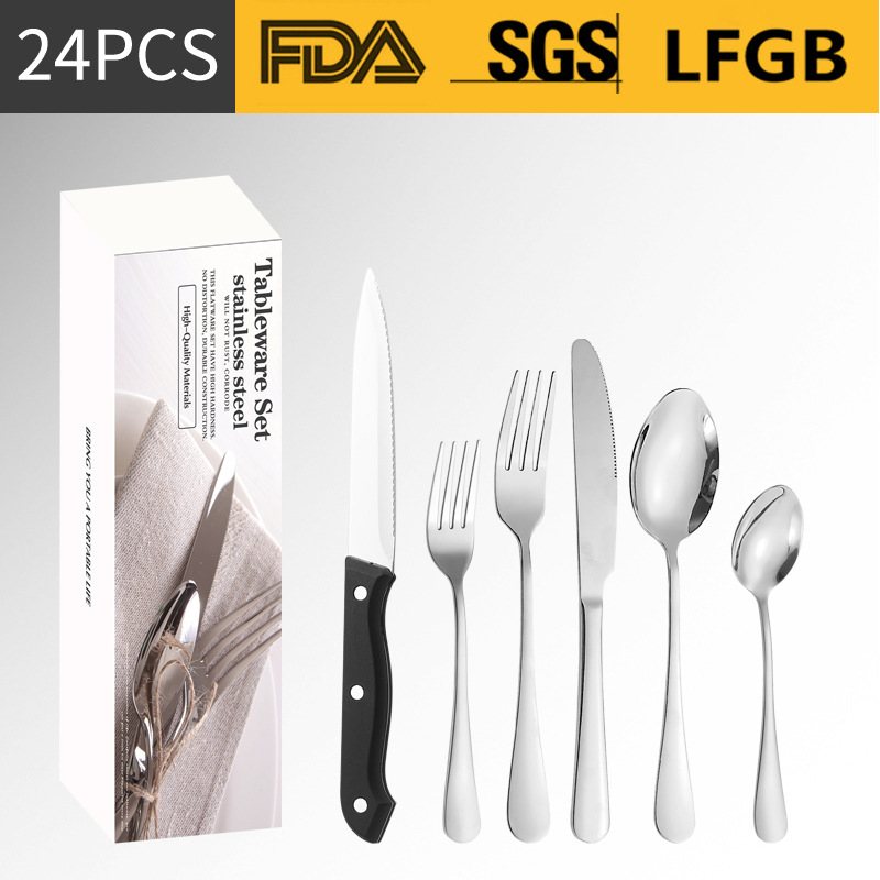 Amazon vajilla de acero inoxidable 24/48/60 traje 1010 cuchillo de carne cuchillo de comida occidental tenedor cuchara de postre cuchara tenedor traje