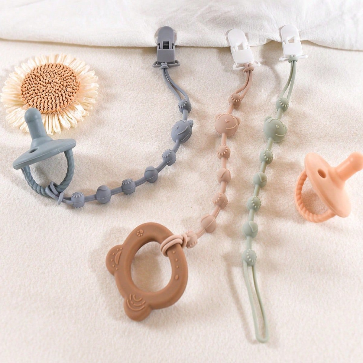 Chupa de goma de dente anti-caída cadena juguete de molar de silicona anti-caída cuerda para bebé pacificador chupa de cadena clips cadena de silicona