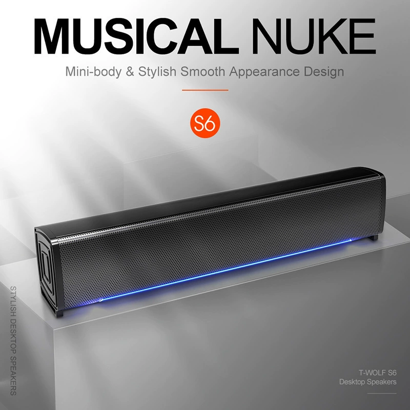 Thunder Wolf S6 long desktop computers audioper, desktop notebook USB cable light audio low -sound gun cross -border