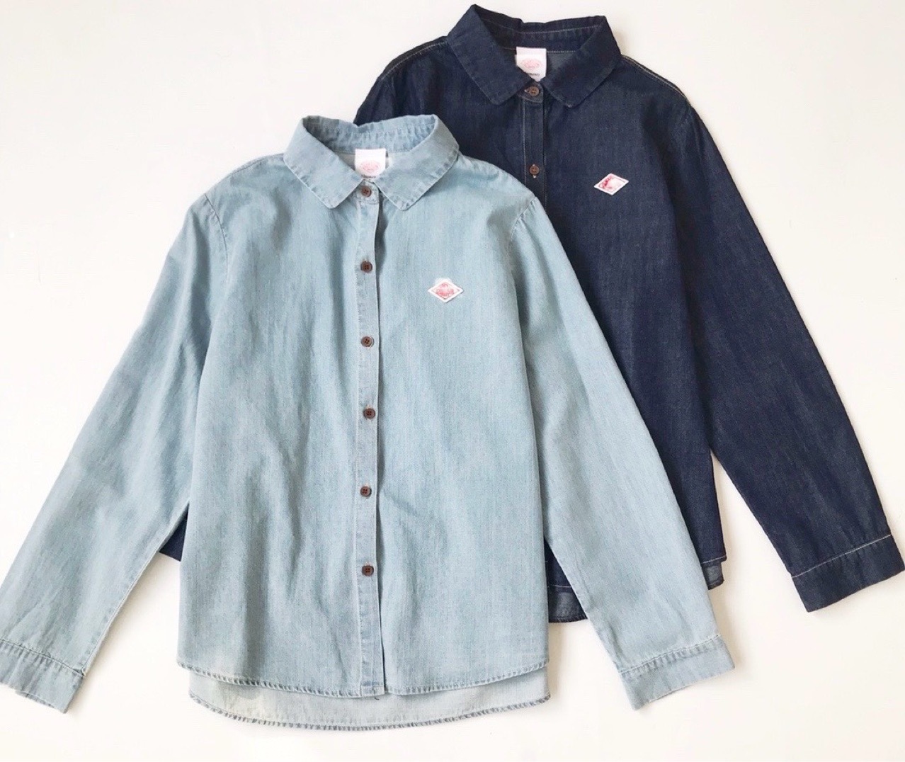 2025 Spring New DAN Japanese Women's Lapel Red Button Thin Loose Denim Shirt All-match