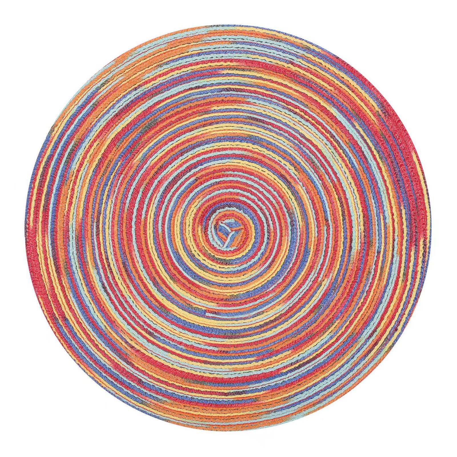 Estera redonda de algodón de estilo europeo mesa de comedor Placa de aislamiento estera simple hogar tejido antideslizante lavable mantel