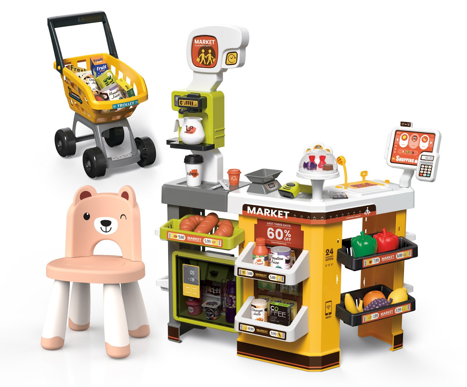 초호화 계산대 세트 668-128 + 수납 의자 (색상 랜덤)