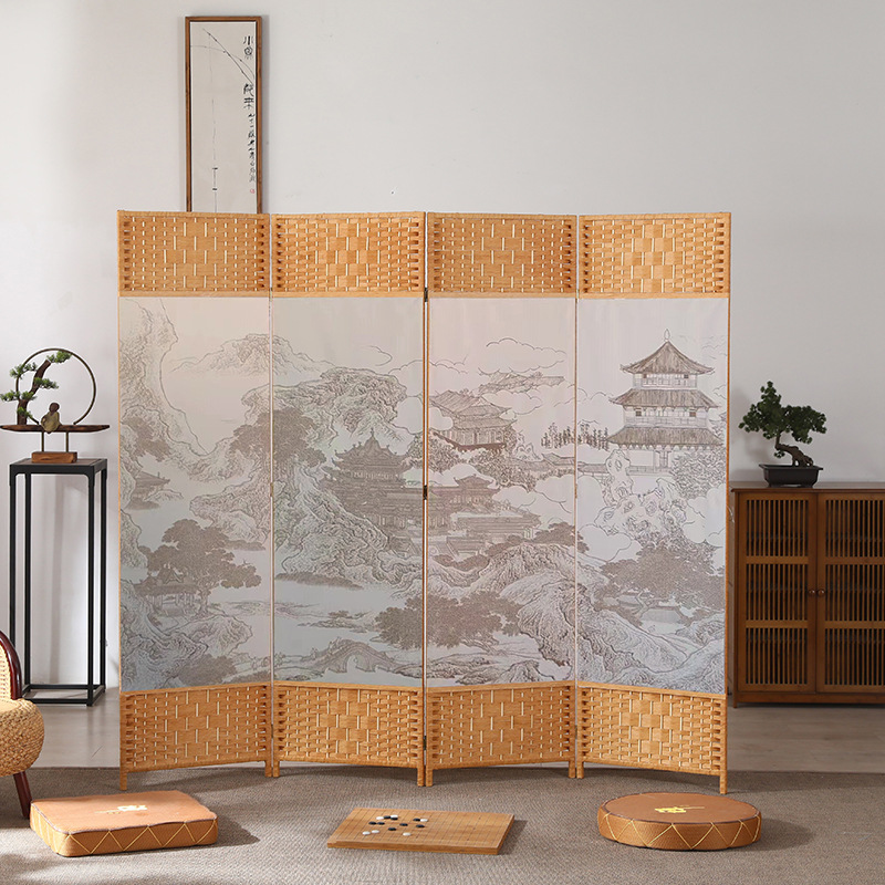 中国風のシンプルなスクリーンパーティション壁屏風リビングルーム寝室ブロッキングシンプルモダンな折りたたみモバイル布バリアホーム