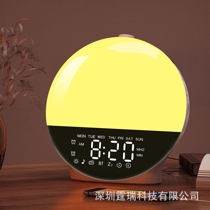 2024最新アップグレードのbluetoothスマートな輝きと睡眠の雰囲気ランプは、海上の日の出の日没をシミュレートして目覚まし時計を目覚めさせる|undefined