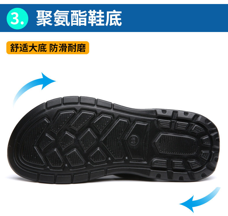 Dép sandal nam cỡ lớn thoáng khí đi biển, dép lê quai ngang hở ngón đi ngoài trời — CS2319 màu xám, CS2319 màu đen chi tiết 11