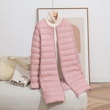 圆领轻薄羽绒服女中长款大衣内搭内胆大码轻便无领中老年妈妈