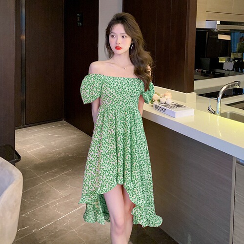 Women's Dress 2025 Summer New Arrival Korean Style Women's Short-Sleeved Chiffon Floral Long Dress—Wholesale Supply for Foreign Trade