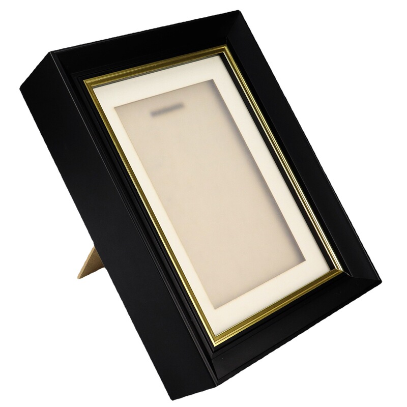 Modern Simple Black Gold Edge Solid Wood Photo Frame Badge Storage Box Medal Stereo Inner Hollow Table Gift Photo
