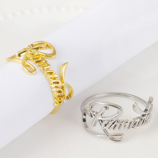 European and American Hot Selling Western Holiday Hollow Letter Napkin Ring Hotel Creative Table Setting Table Decoration Napkin Ring Wholesale