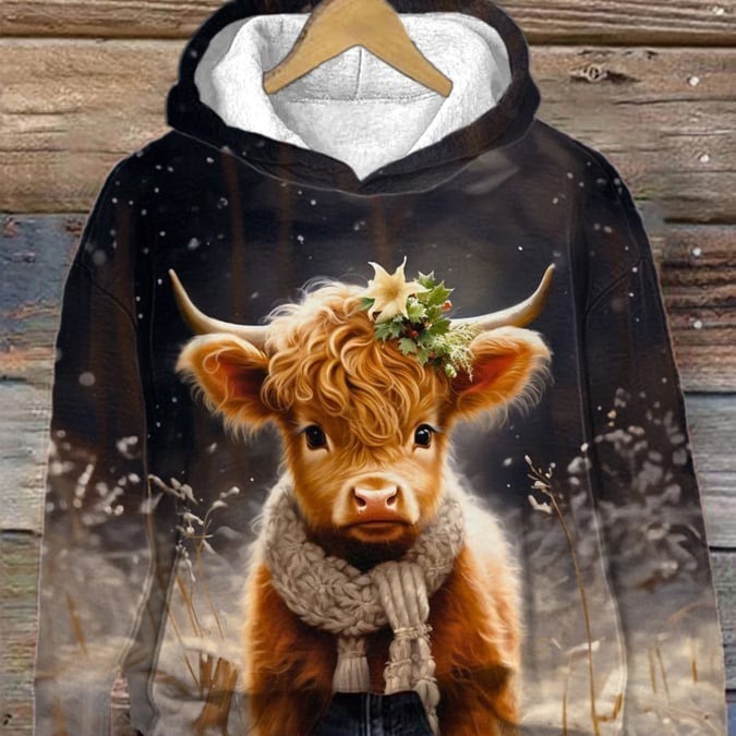 Cross-border e-commerce, Europe and America, hot-selling women's calf animal hoodie, 3D digital print, source manufacturer.