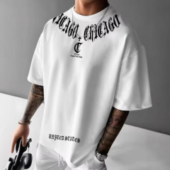 メンズシカゴグラフィック Tシャツ半袖ユニセックスカジュアル日常着夏メンズレーシング Tシャツ