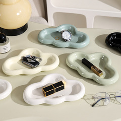 北歐風不規則雲朵置物盤家用陶瓷創意家居收納盤首飾盤樣品展示盤