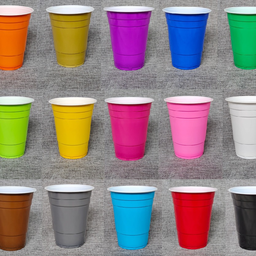 16 oz18OZ Disposable Red Wine Cup Party Game Beer Cup Disposable Two-color Outdoor Drinking Cup PS Stacked Cup