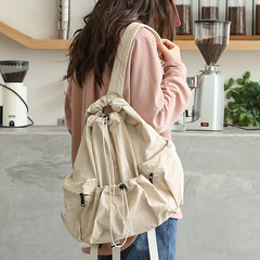 新款韓版休閒文藝書包ins抽繩牛津布背包網紅時尚尼龍雙肩包女包