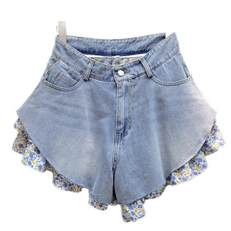 Shorts de Mezclilla de Pierna Ancha Cintura Alta para Verano