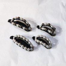 韩国发饰珍珠水钻椭圆发夹马尾夹日韩版时尚镂空大扭夹横夹头饰品