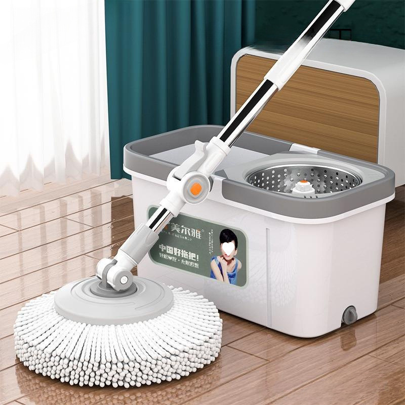 Meiliya Rotating Mop for Both Dry and Wet Use, Hands-Free Washing, Enlarged and Thickened Household Rotating Mop, Lazy Absorbent Mop Bucket