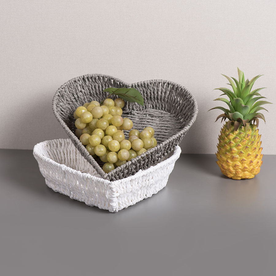 Cesta de almacenamiento tejida con cuerda de papel, mesa de centro, marco de artículos diversos de escritorio, bocadillos, almacenamiento de juguetes, bandeja de frutas, canasta de almacenamiento, canasta de almacenamiento de acabado