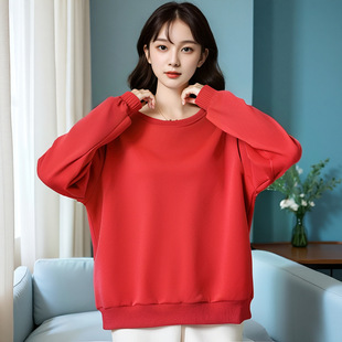 60.00 kg-175.00 kg plus size women's autumn and winter 2024 new chubby girl long sleeve sweater solid color round neck loose top